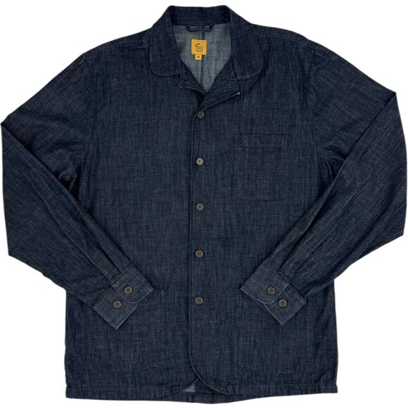 Elk Head Clothing Men's Lightweight Denim Chore Overshirt Indigo Blue Medium - Picture 2 of 12